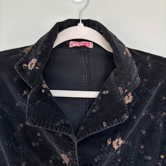 Vintage Women's Small Floral Corduroy Jacket Button Pockets Casual Fall Coat - Picture 7 of 15